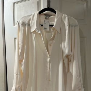 H&M Cream colored long sleeve button down shirt NWT